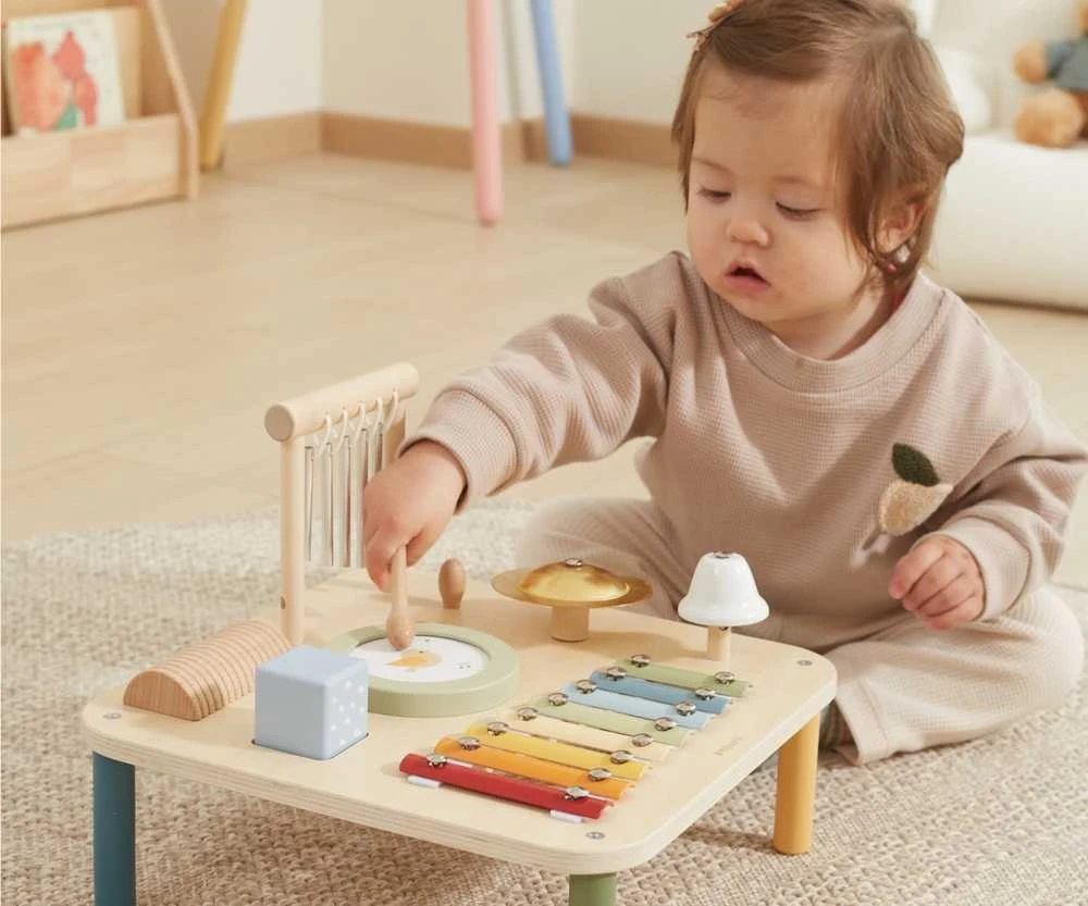 Viga medinis edukacinis muzikinis sensorinis stalas 7 in 1