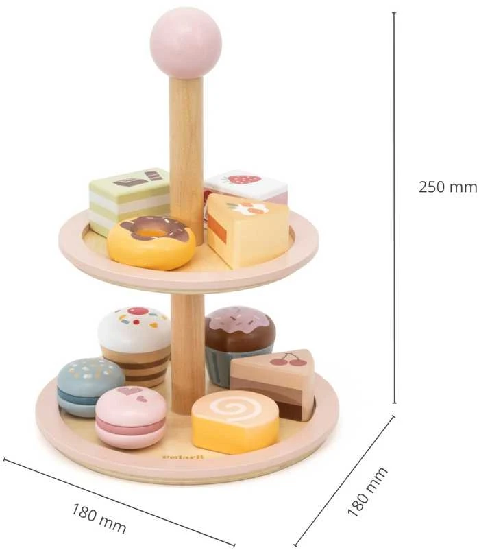 Viga Toys Medinis saldumynų stovas vaikams su priedais VIGA
