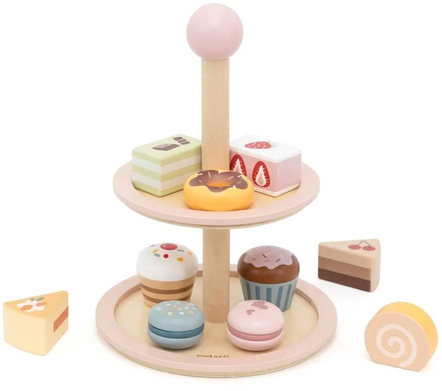 Viga Toys Medinis saldumynų stovas vaikams su priedais VIGA
