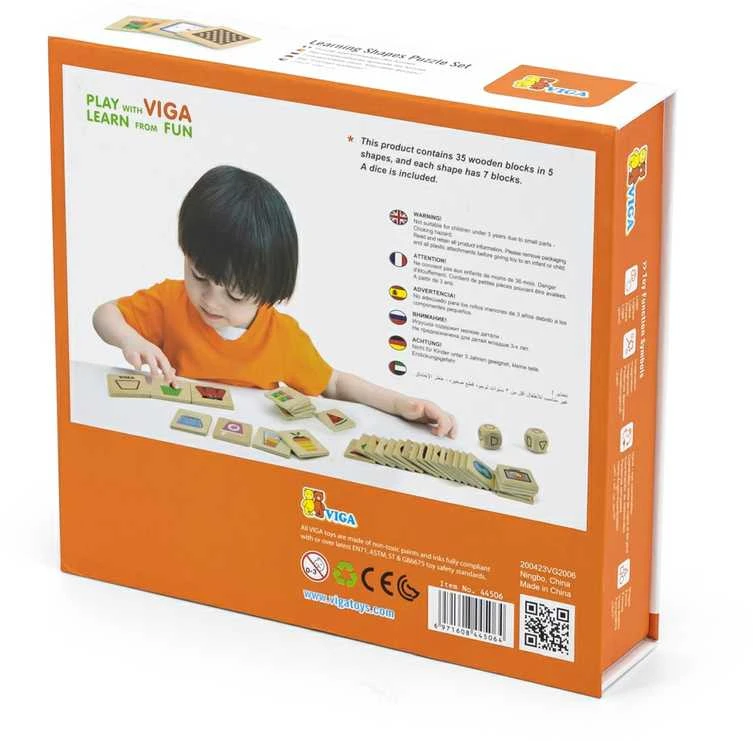 Viga Toys Medinis edukacinis žaidimas formų rūšiavimo dėlionė VIGA 37vnt