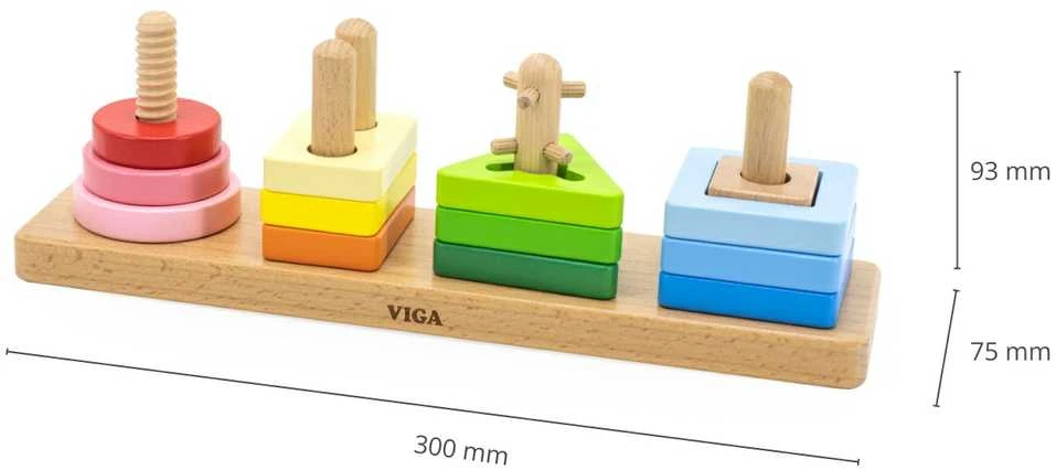 Viga Toys Viga Medinė Geometrinė Šalims Sorter Labirintas