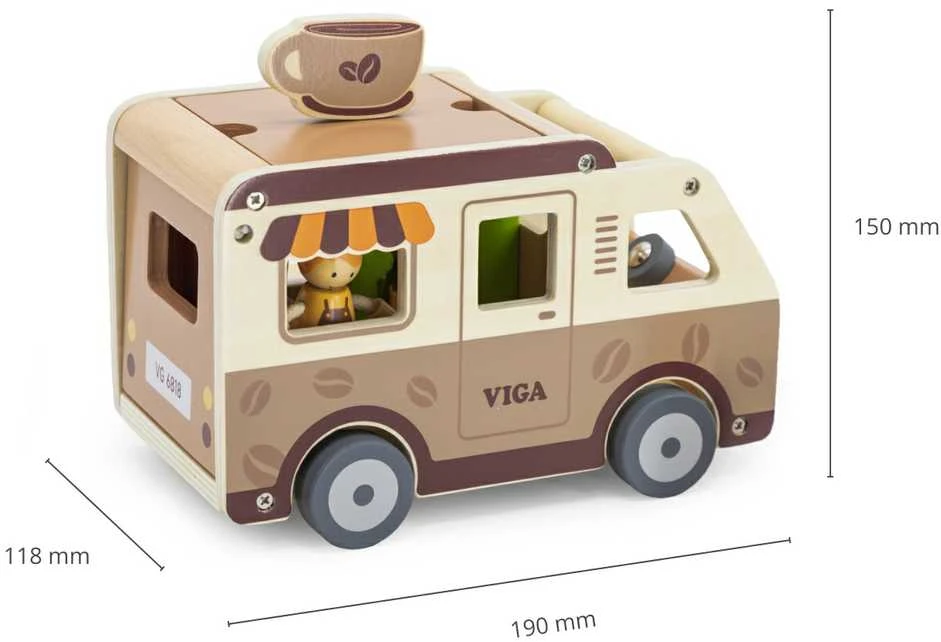 Viga Medinė Kavinės Automobilis su Priedais