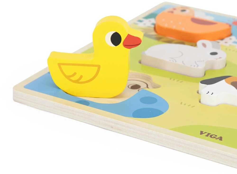 Viga medinė Montessori dėlionė 2in1 Ferma