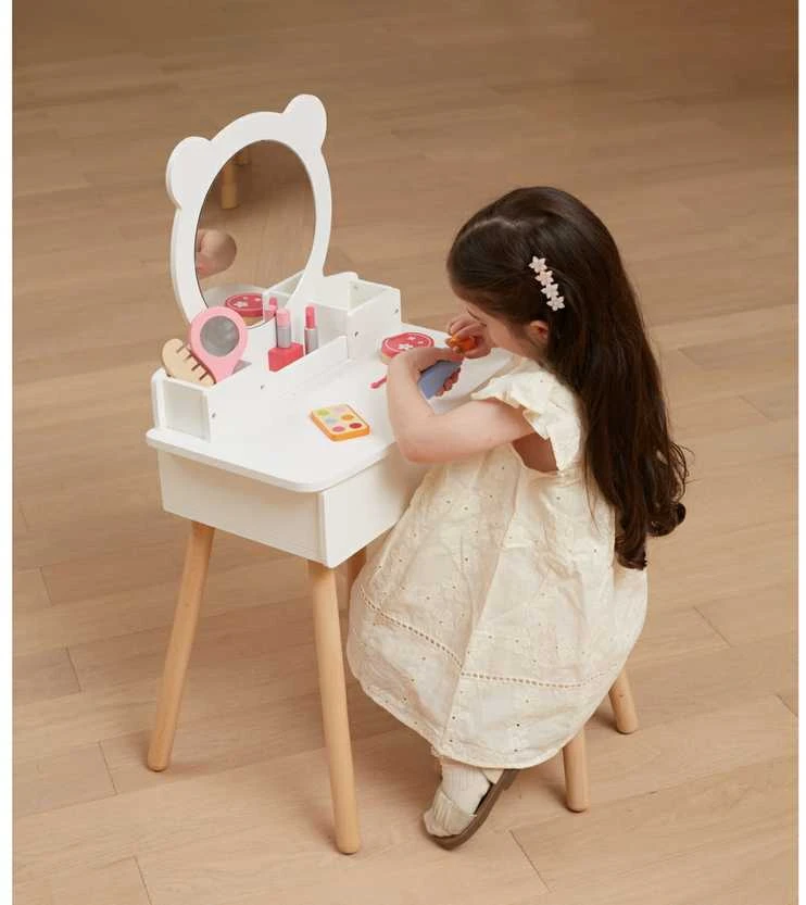 Viga Toys Viga Medinė Makiažo Staliukas Su Veidrodžiu Baltas