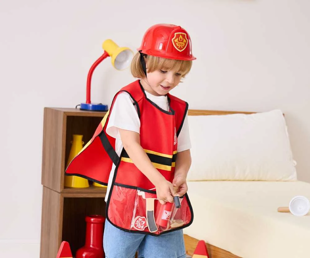 Viga Toys VIGA Mažojo gaisrininko rinkinys su liemene 8vnt