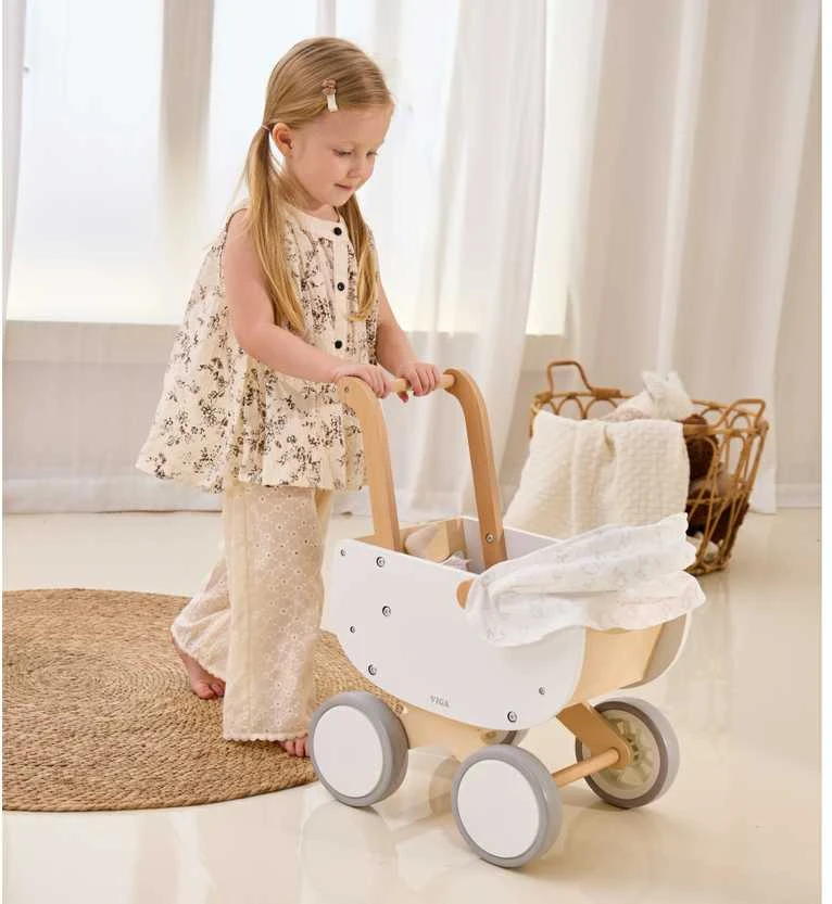 Viga Toys VIGA 44719 Medinis lėlių vežimėlis su gondola