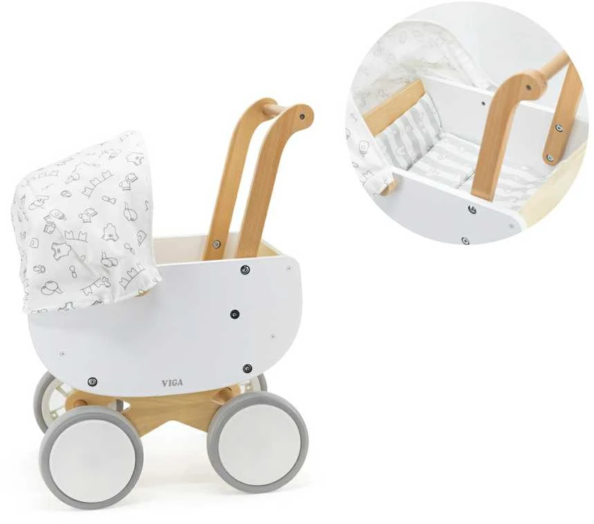 Viga Toys VIGA 44719 Medinis lėlių vežimėlis su gondola