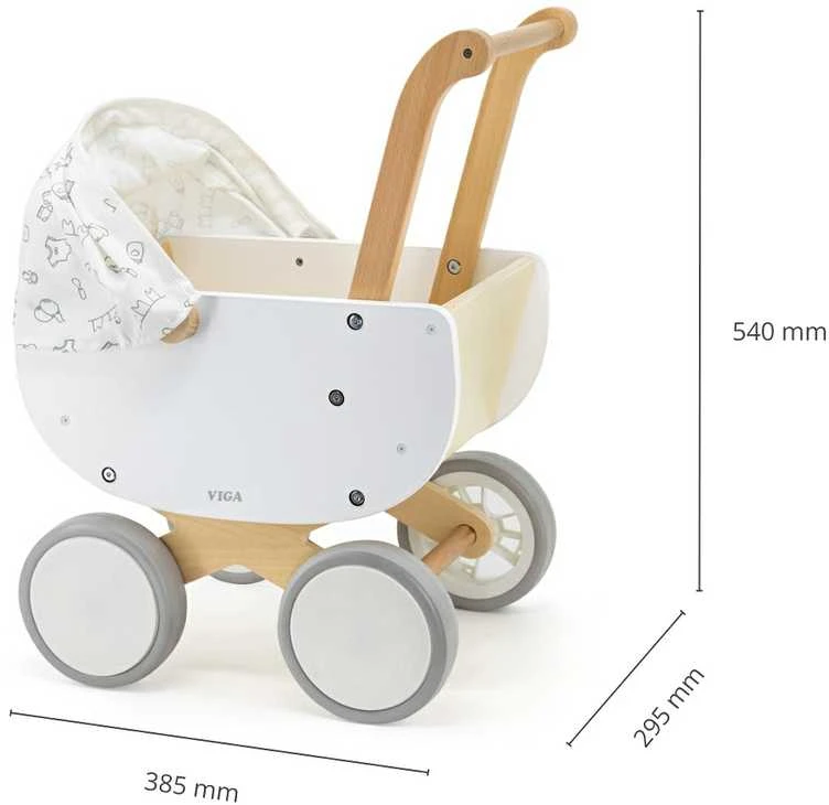 Viga Toys VIGA 44719 Medinis lėlių vežimėlis su gondola
