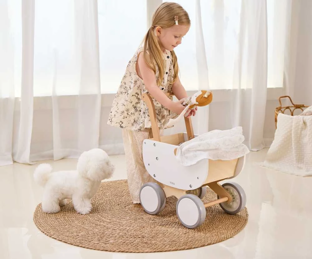 Viga Toys VIGA 44719 Medinis lėlių vežimėlis su gondola