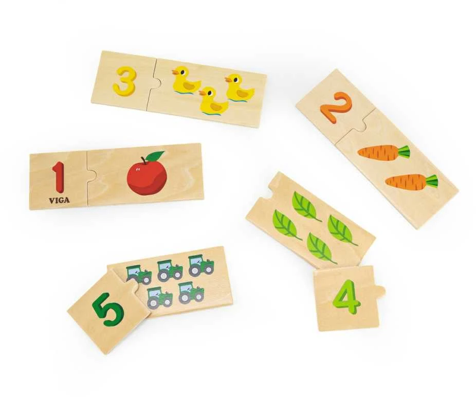 Dėlionė VIGA Medinių dėlionių rinkinys Skaičių atitikimas Montessori