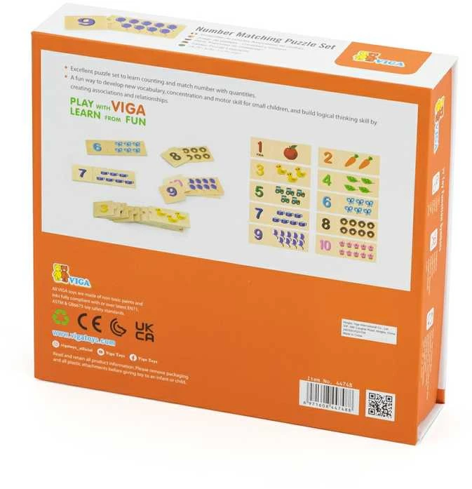 Dėlionė VIGA Medinių dėlionių rinkinys Skaičių atitikimas Montessori