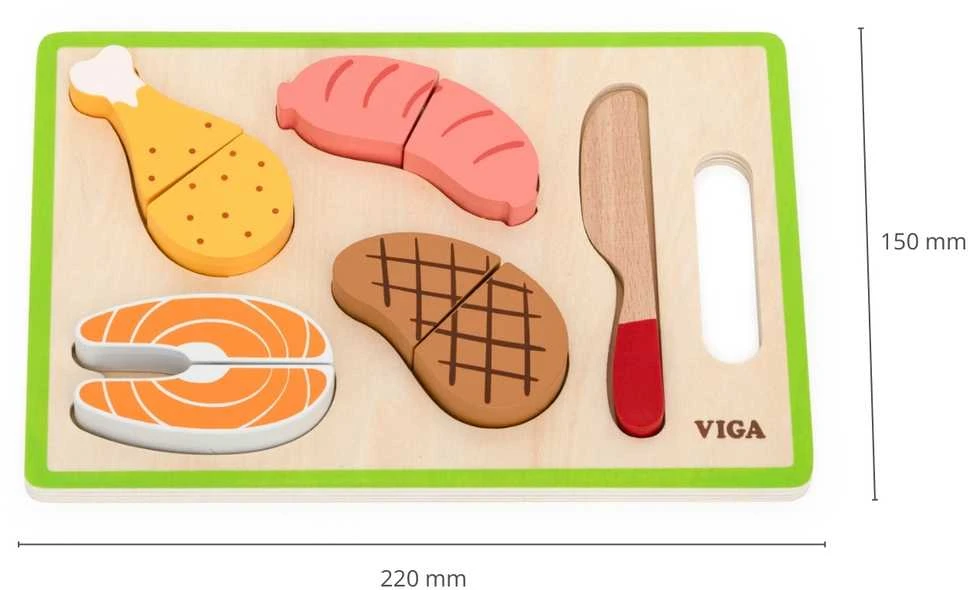 Žaidimų virtuvėlės rinkinys vaikams Pjaustoma mėsa VIGA