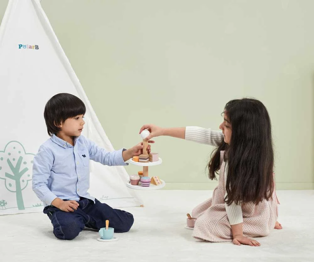 Viga Toys PolarB medinis popietinės arbatėlės rinkinys