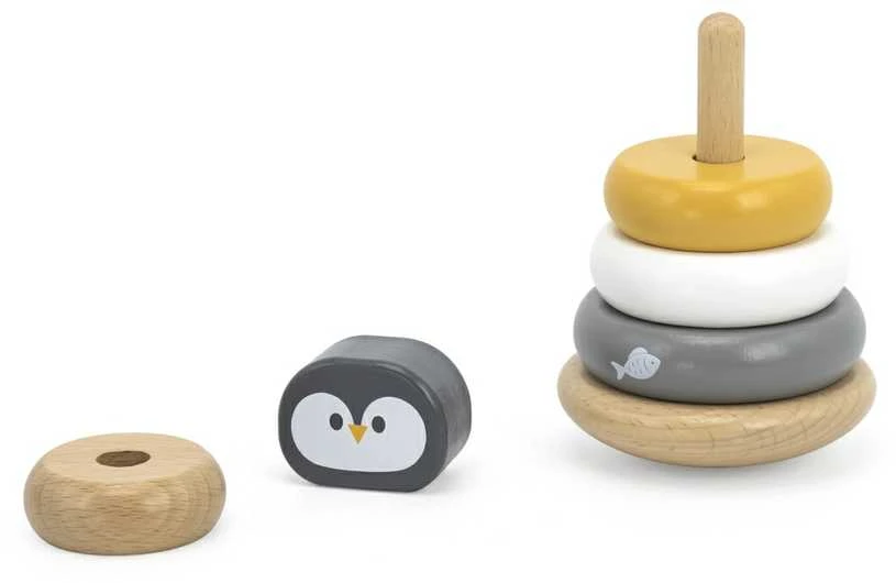 Viga Toys rinkinys Medinė piramidė + pingvinas Montessori plaktuku