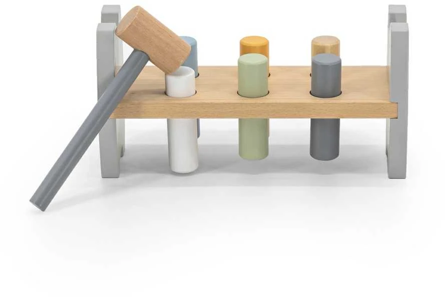 Viga Toys rinkinys Medinė piramidė + pingvinas Montessori plaktuku