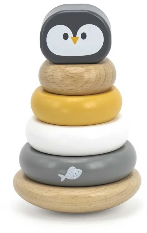 Viga Toys rinkinys Medinė piramidė + pingvinas Montessori plaktuku