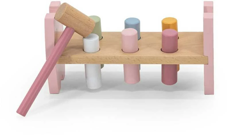 Viga Toys rinkinys Medinė piramidė + plaktukas Montessori Fox