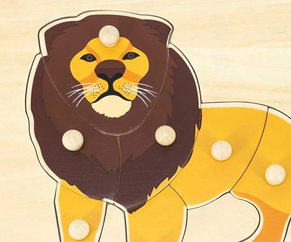Dėlionė Viga Toys Viga medinis montessori liūto galvosūkis su Pinski