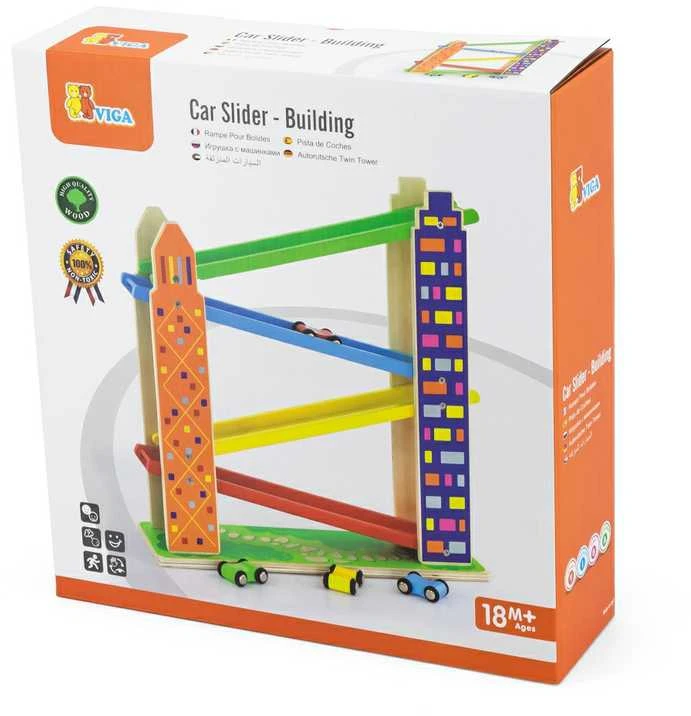 Viga Toys Viga medinė automobilių trasa City 4 automobiliai