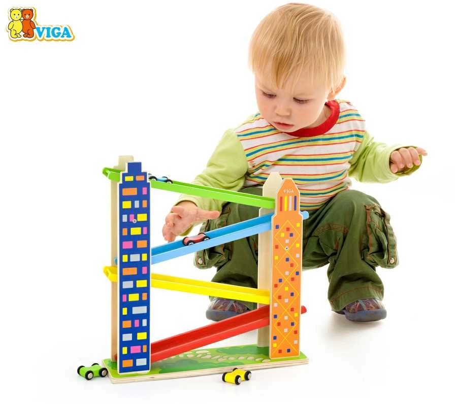 Viga Toys Viga medinė automobilių trasa City 4 automobiliai
