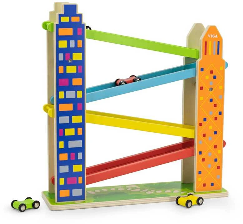 Viga Toys Viga medinė automobilių trasa City 4 automobiliai