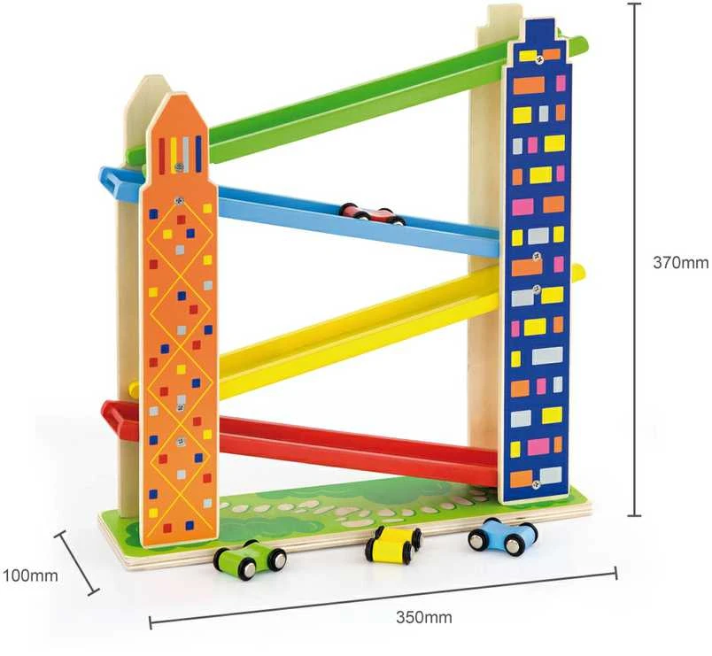 Viga Toys Viga medinė automobilių trasa City 4 automobiliai