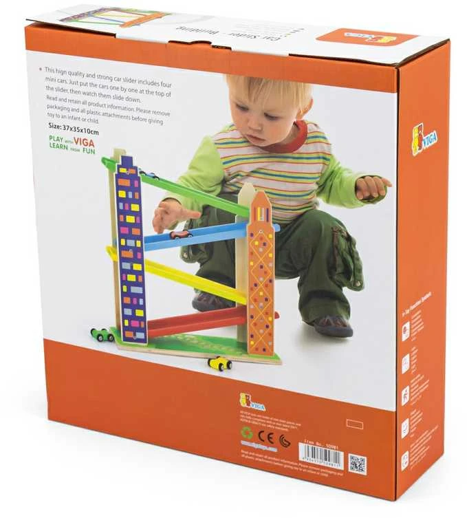Viga Toys Viga medinė automobilių trasa City 4 automobiliai