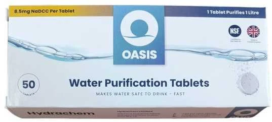 Jungtine Karalyste Vandens dezinfekavimo tabletės OASIS (8,5 mg NaDCC) 50 pcs