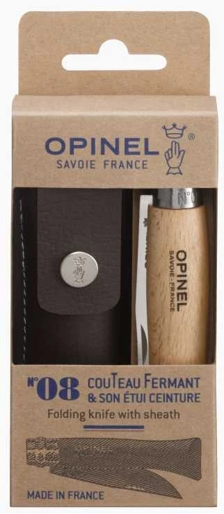 Opinel Nr 8 nerūdijančio plieno peilis + apvalkalas