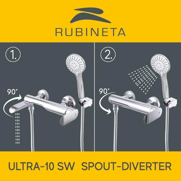 Vonios maišytuvas Rubineta Ultra-10/K (SW) (BK) - Matinė juoda