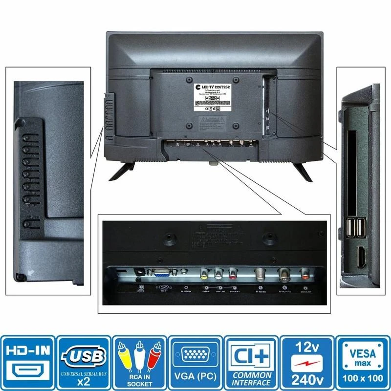 Televizorius Unispectra 22" TV HD LED TV, 22" (~56 cm) + Screen Mirroring