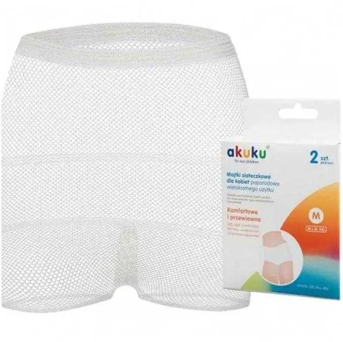 Akuku daugkartinės tinklinės kelnaitės po gimdymo, dydis - XXL, 2 vnt. А0236