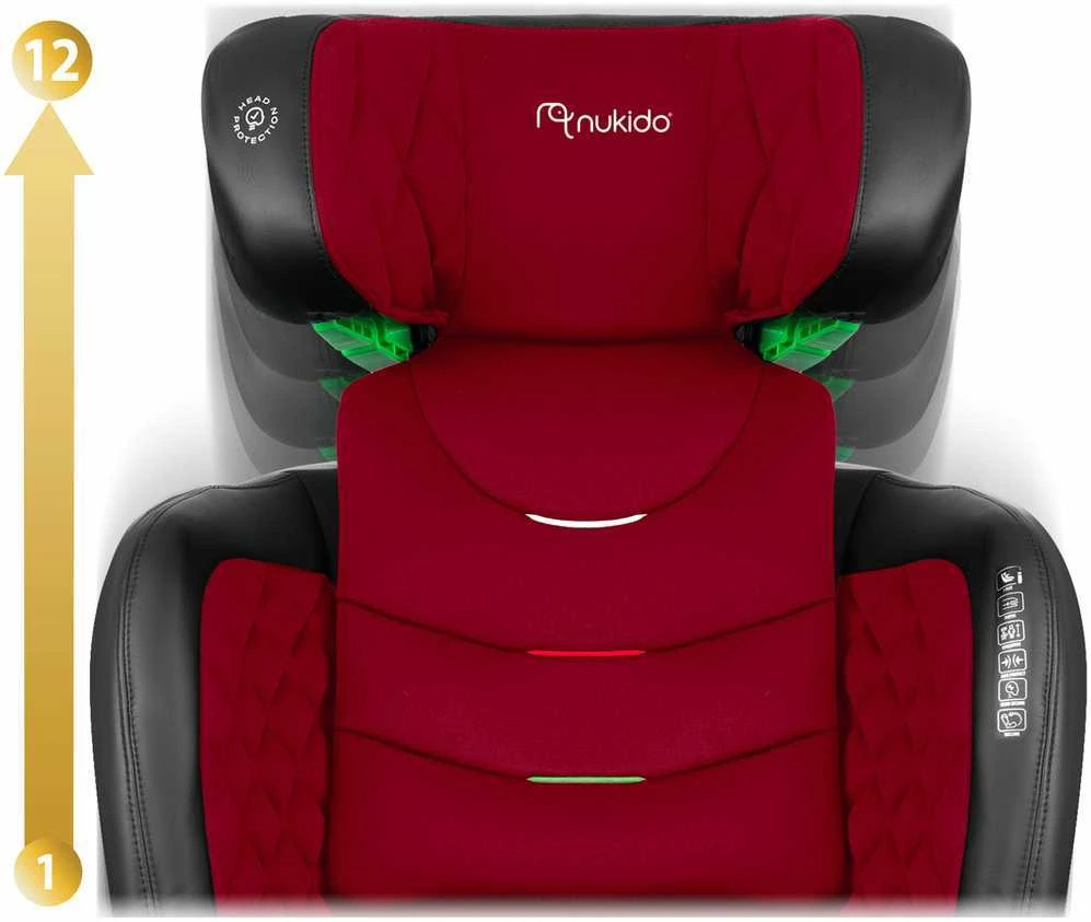 Automobilinė kėdutė Nukido Louis juoda - raudona, 15-36 kg ISOFIX