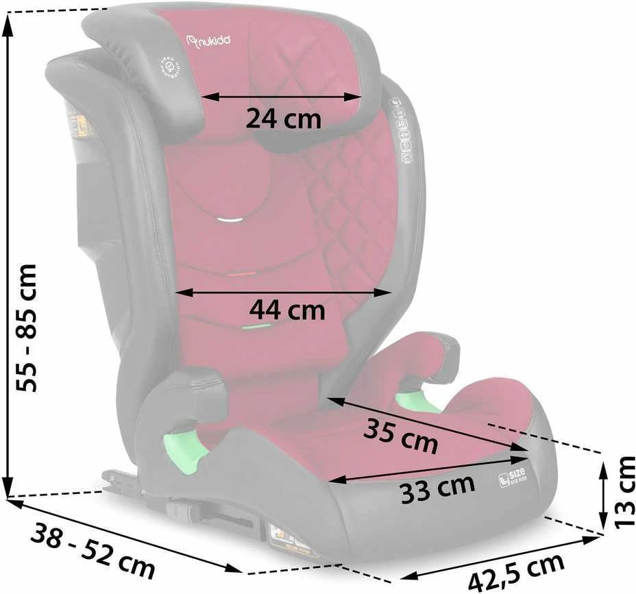 Automobilinė kėdutė Nukido Louis juoda - raudona, 15-36 kg ISOFIX