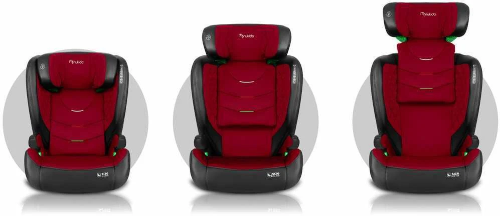 Automobilinė kėdutė Nukido Louis juoda - raudona, 15-36 kg ISOFIX