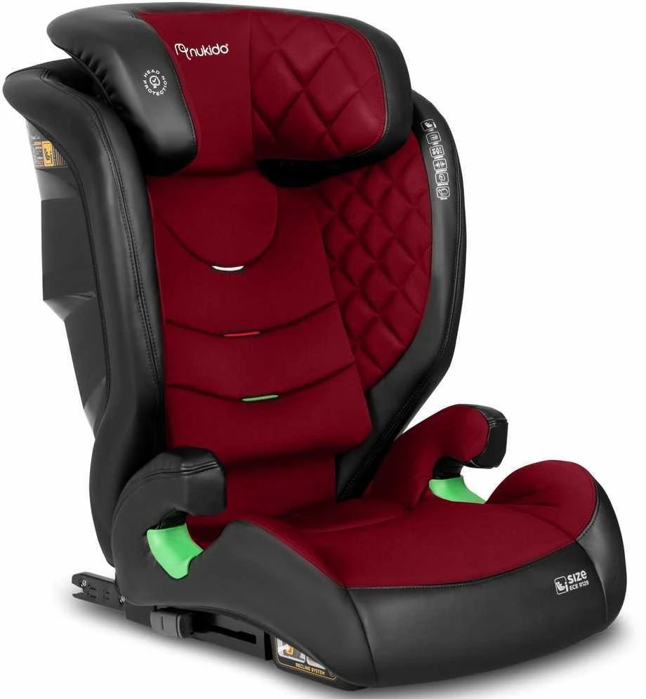 Automobilinė kėdutė Nukido Louis juoda - raudona, 15-36 kg ISOFIX