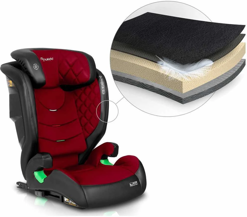 Automobilinė kėdutė Nukido Louis juoda - raudona, 15-36 kg ISOFIX