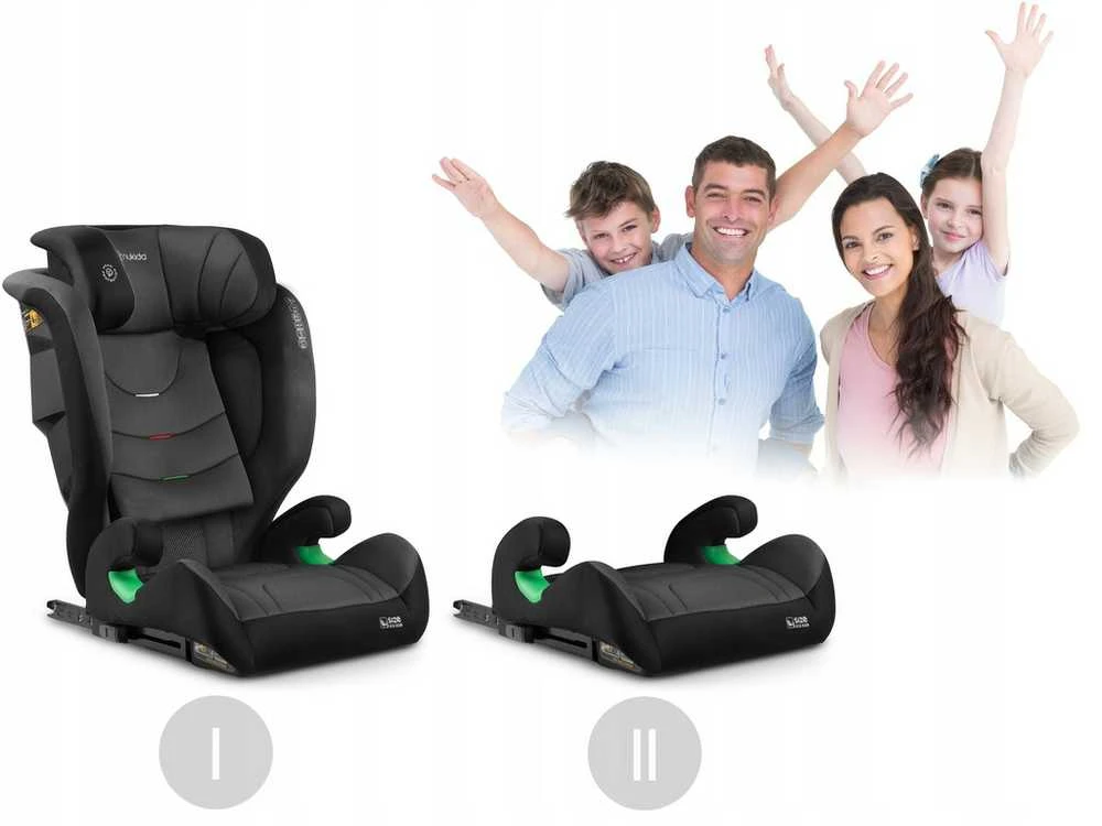 Automobilinė kėdutė Nukido Louis Soft juoda -pilka, 15-36 kg ISOFIX