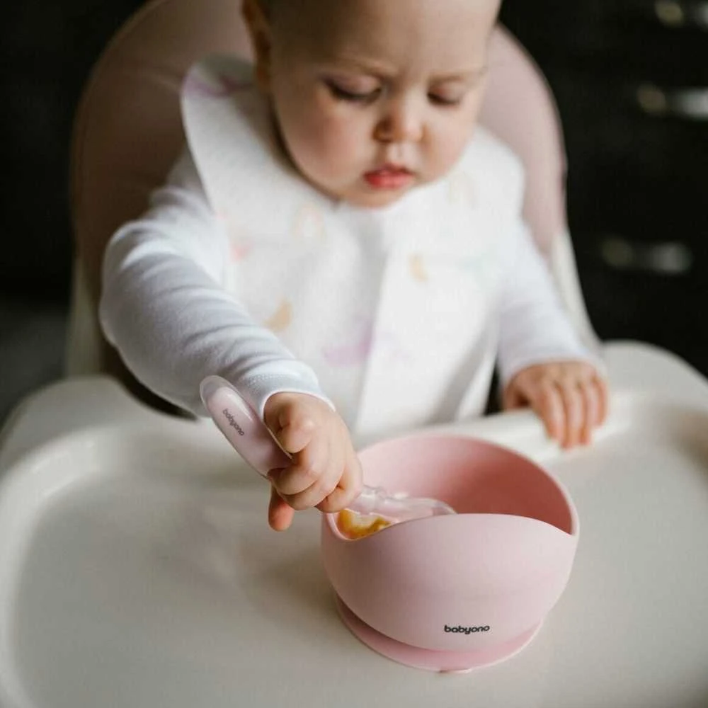 Baby Ono Babyono lėkštutė silikoninė neslystanti rožine 1481/02