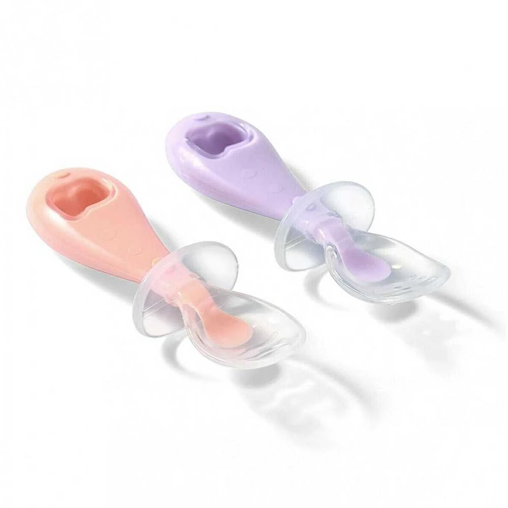Baby Ono Babyono silikoniniai šaukšteliai 2vnt oranžinis violetinis 784/01