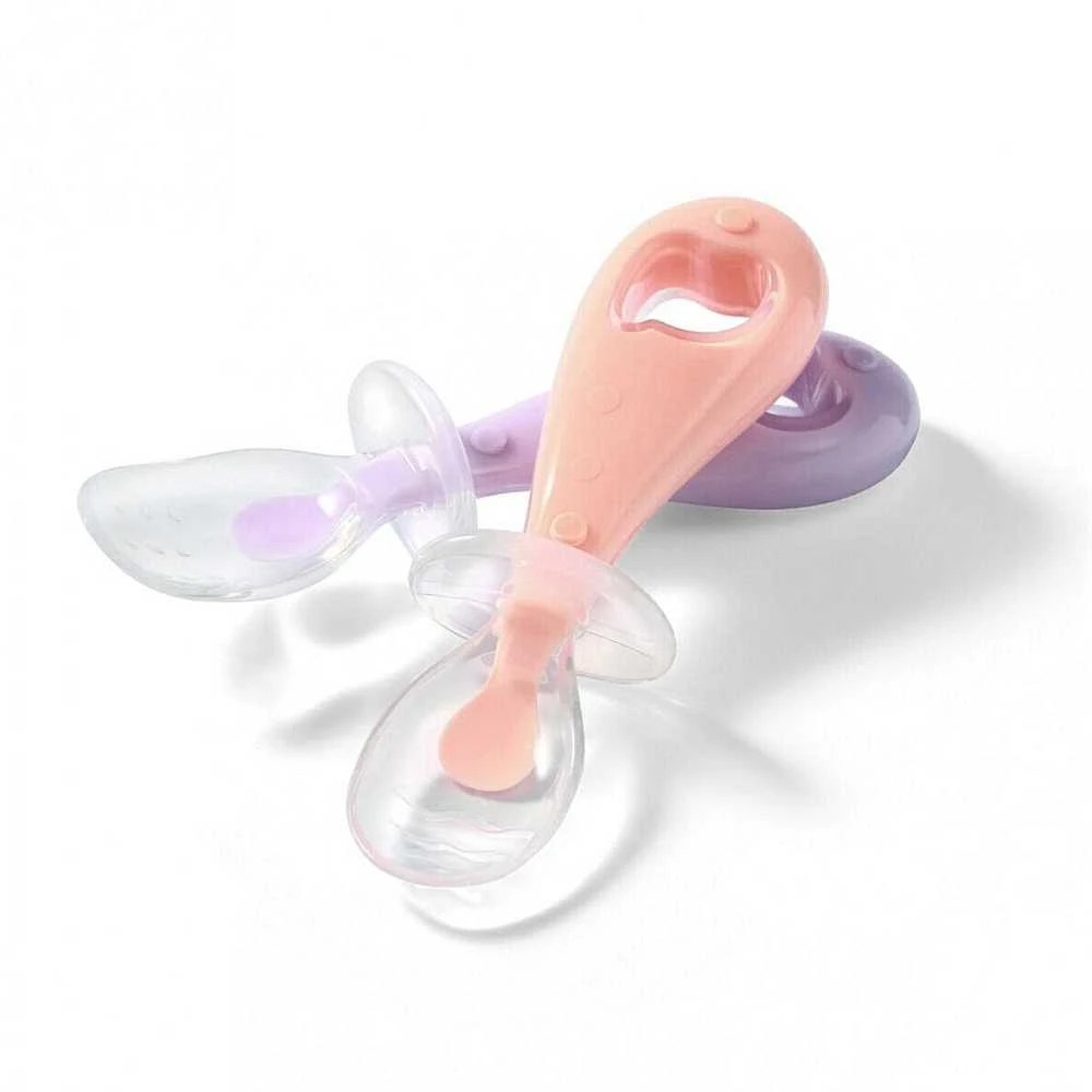 Baby Ono Babyono silikoniniai šaukšteliai 2vnt oranžinis violetinis 784/01