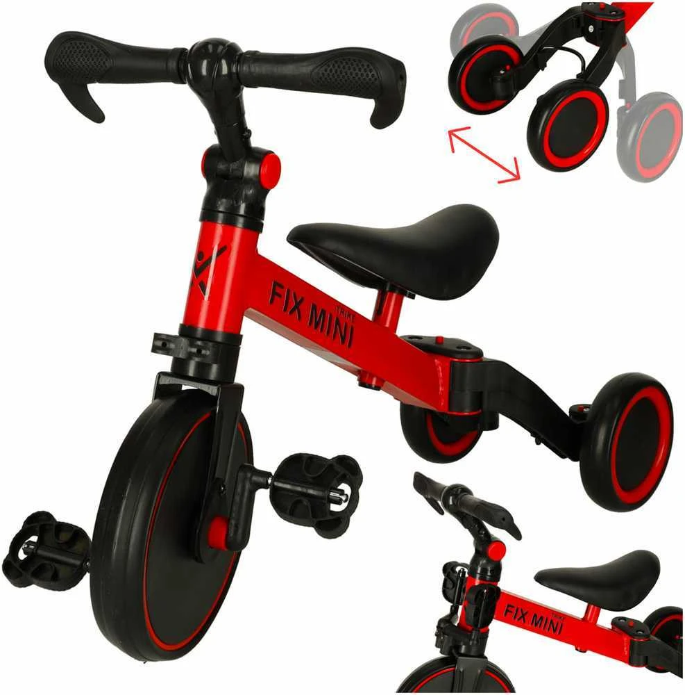 Trike Fix Mini krosinis triratukas 3in1 su pedalais, raudonas