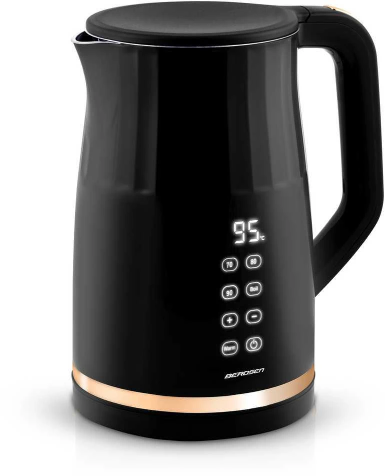 Berdsen BD-706 elektrinis virdulys 1,7 l su temperatūros valdymu ir jutikliniu ekranu, juodas