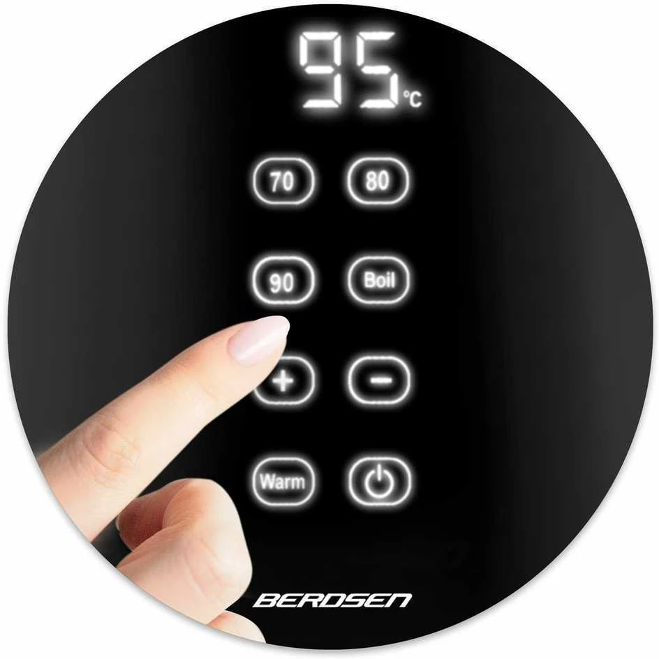Berdsen BD-706 elektrinis virdulys 1,7 l su temperatūros valdymu ir jutikliniu ekranu, juodas
