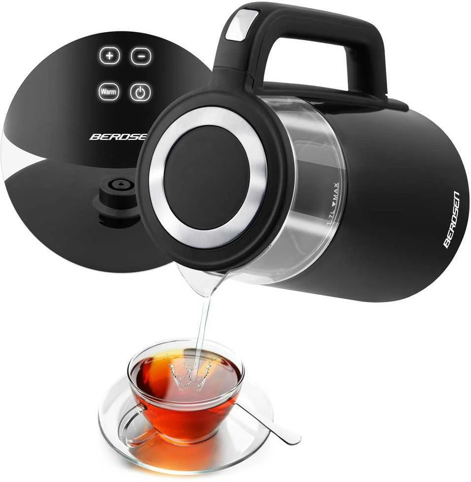 Berdsen BD-707 elektrinis virdulys 1,7 l su temperatūros valdymu ir jutikliniu ekranu, juodas