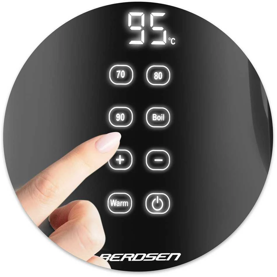 Berdsen BD-707 elektrinis virdulys 1,7 l su temperatūros valdymu ir jutikliniu ekranu, juodas