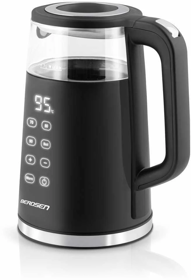 Berdsen BD-707 elektrinis virdulys 1,7 l su temperatūros valdymu ir jutikliniu ekranu, juodas