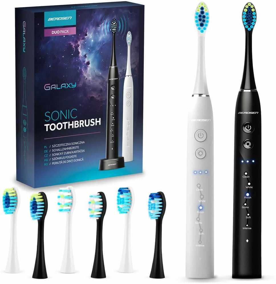 Dantų šepetėlis Berdsen Galaxy Duo sonic dantų šepetėlių rinkinys iš 2 vnt