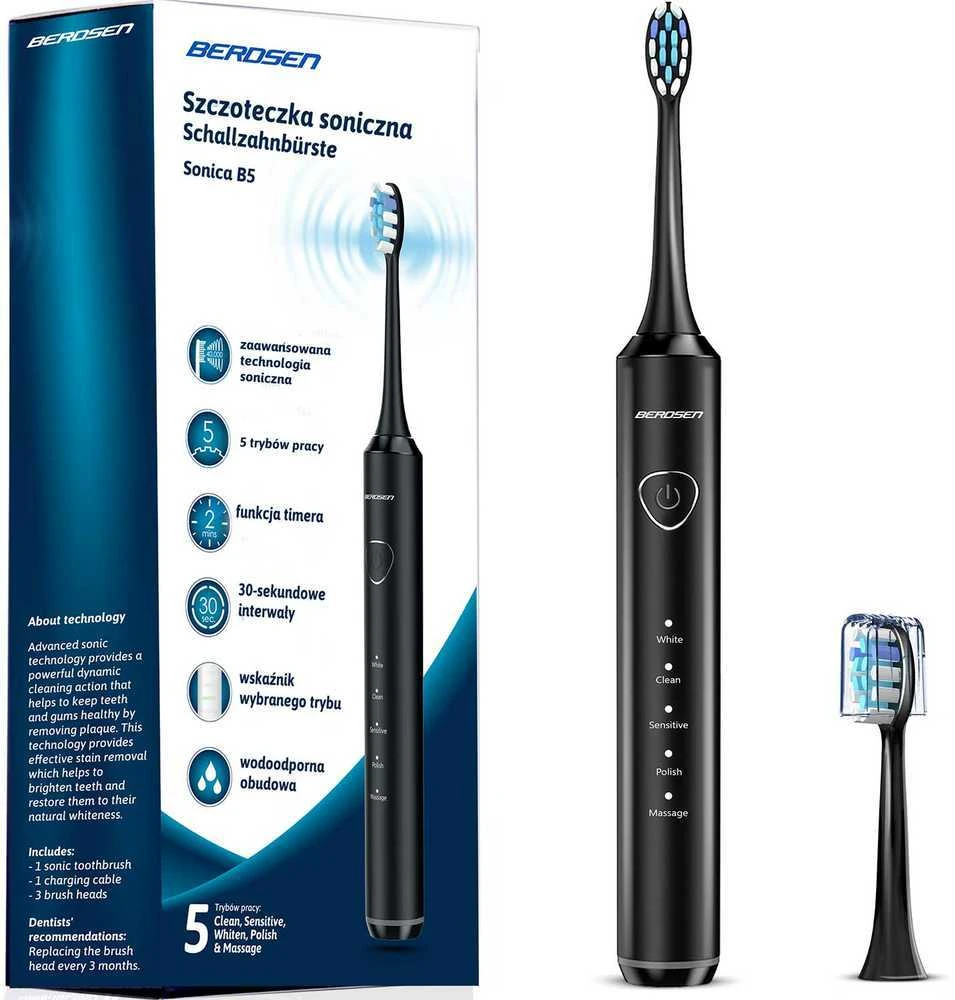 Berdsen Sonica B5 juodas dantų šepetėlis sonic