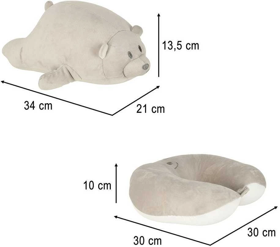 Ikonka Minkštas žaislas - kelioninė pagalvėlė Meškiukas 2in1